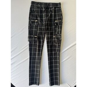 Y2k Hot Topic Edgy Prep / Grunge Gothic Zipper Details Black -White Plaid Cargo